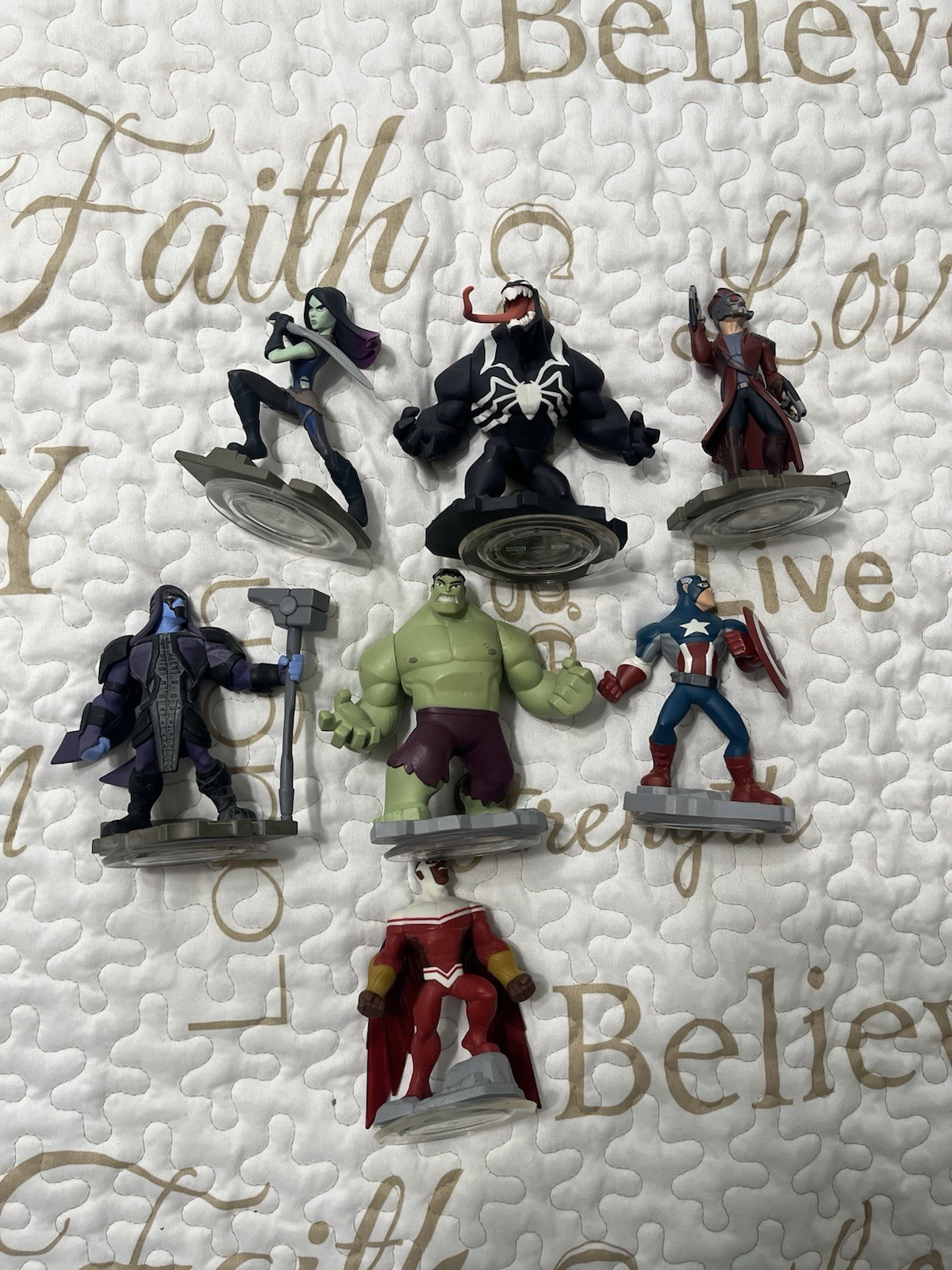 Disney Infinity 2.0 Marvel Figures Lot(7)- Venom, Hulk, Captain America, Falcon