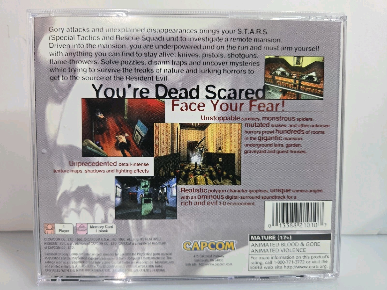 Resident Evil (Sony PlayStation 1, 1996) Black Label CIB W/ Reg Card Resurfaced