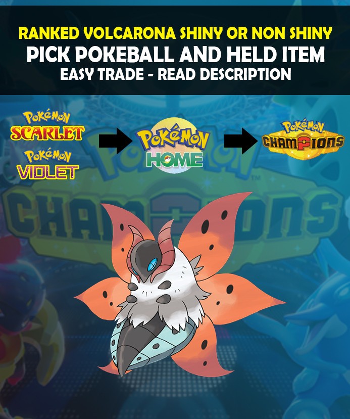 Pokemon Champions – Ranked Volcarona – Shiny Or Non Shiny – Fast Delivery