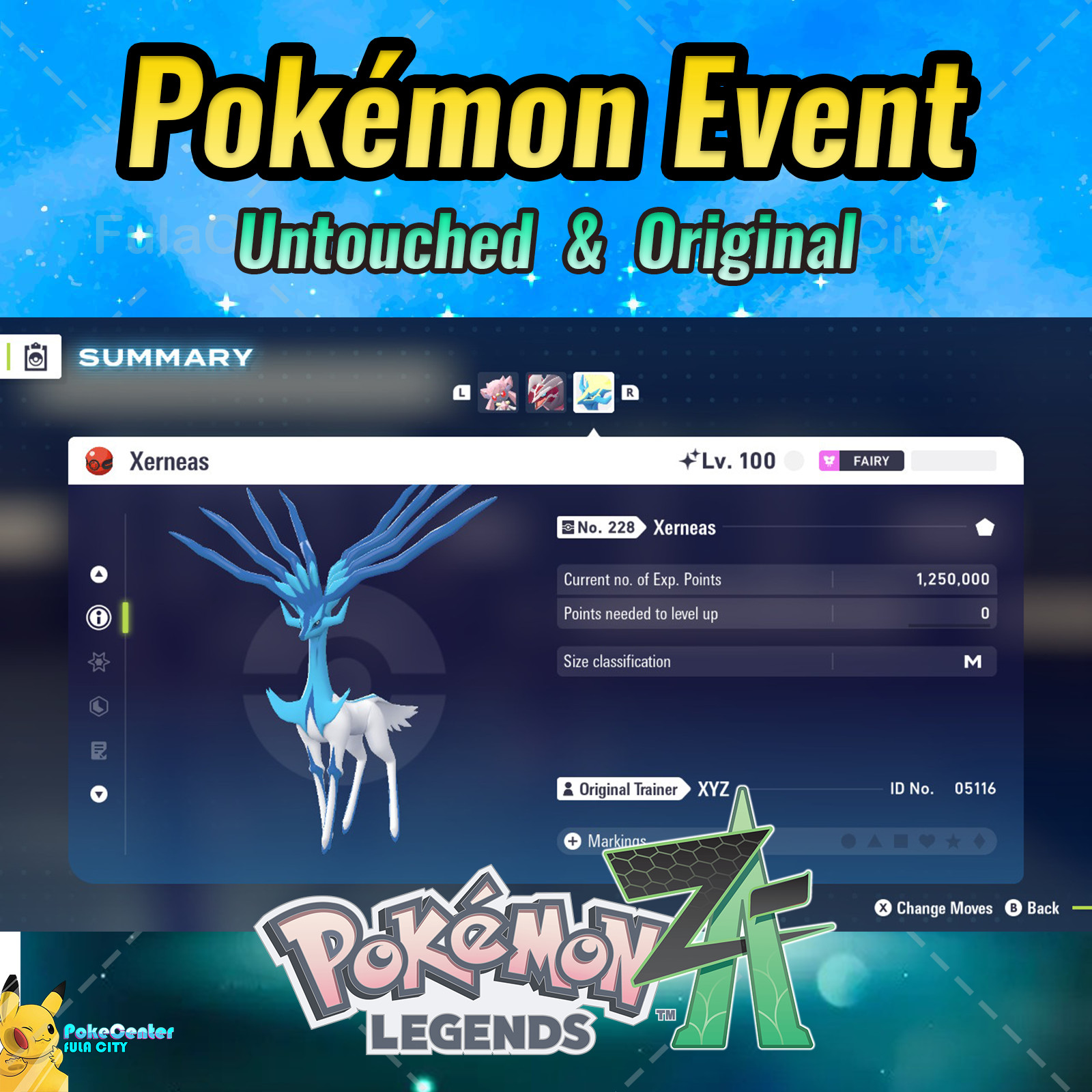 ✨ Shiny Xerneas ⚫Event American Descartes 🟢 Pokemon Legends ZA ⚫ Untouched