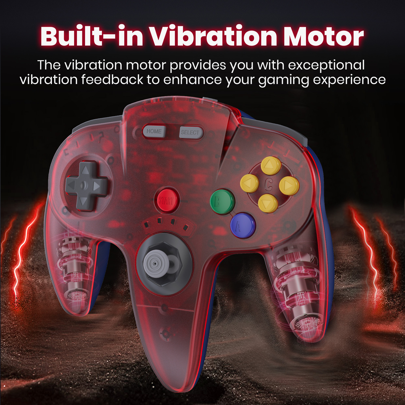 2.4 GHz Wireless N64 Controller Rechargeable For N64 Console, Built-in Rumble