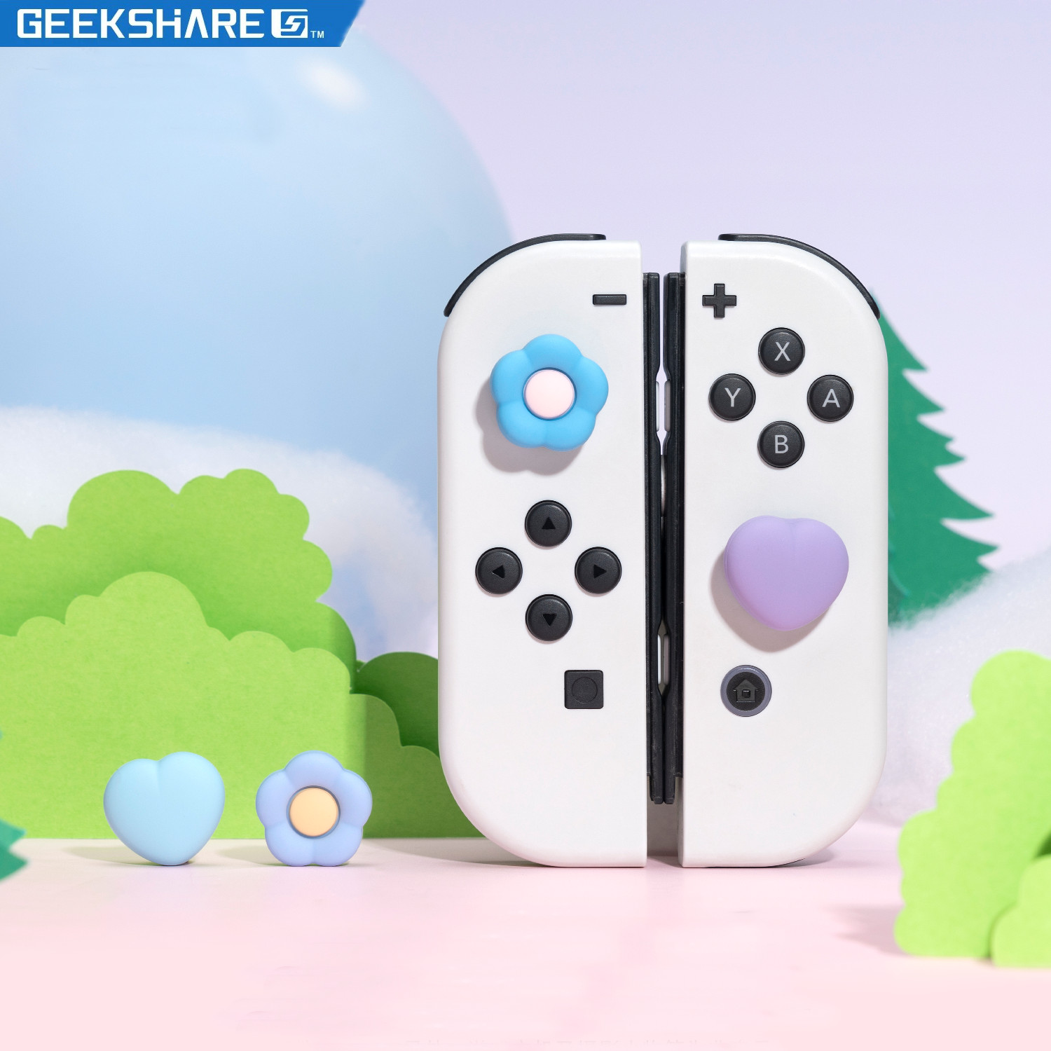 GeekShare Joystick Cap Cover Analog for Nintendo Switch/NS OLED/Lite Flowers