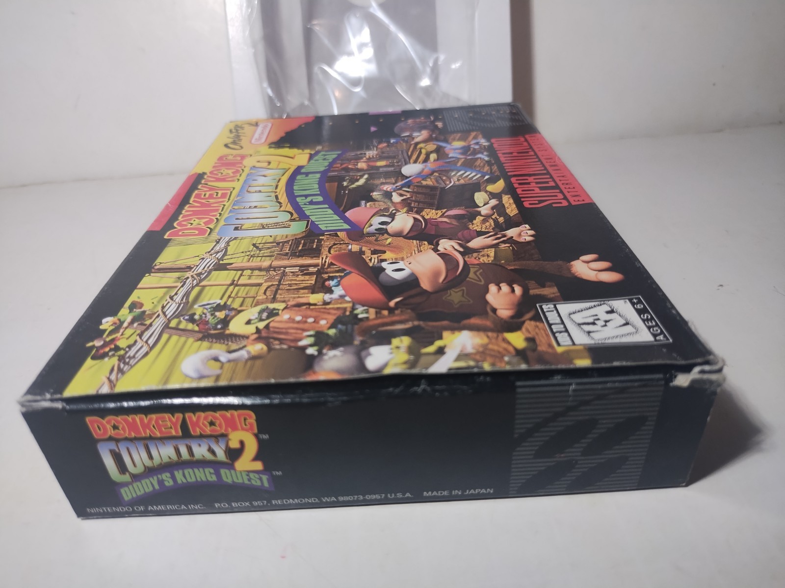 Empty Donkey Kong Country 2 Super Nintendo SNES Game Box, Tray & Bag