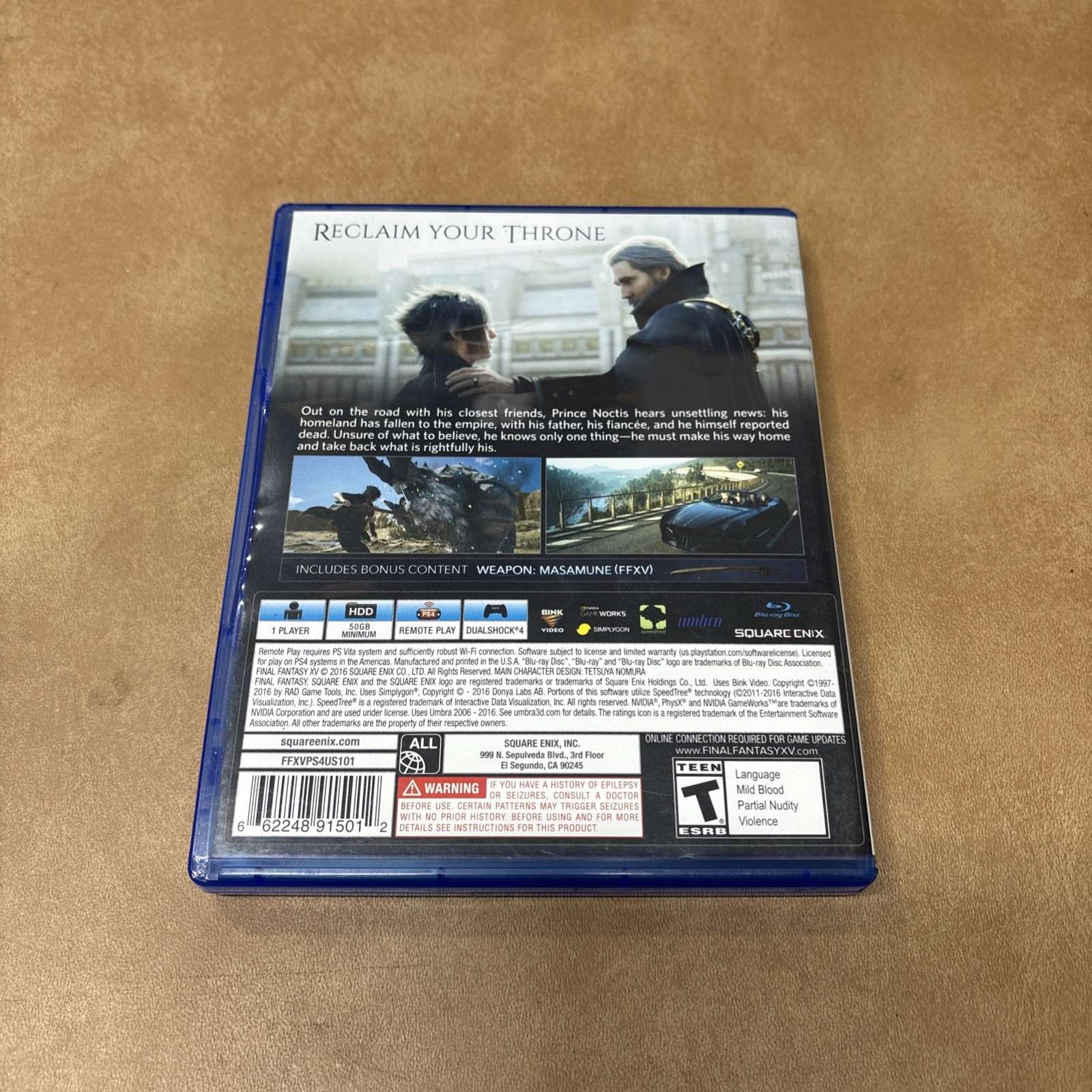Final Fantasy 15 XV Day One Edition (PlayStation 4, 2016) PS4 Tested