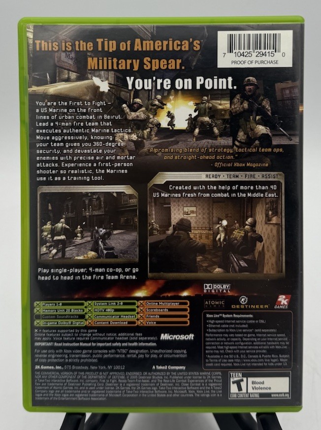 Close Combat: First to Fight (Microsoft Xbox, 2005) Complete Tested Working