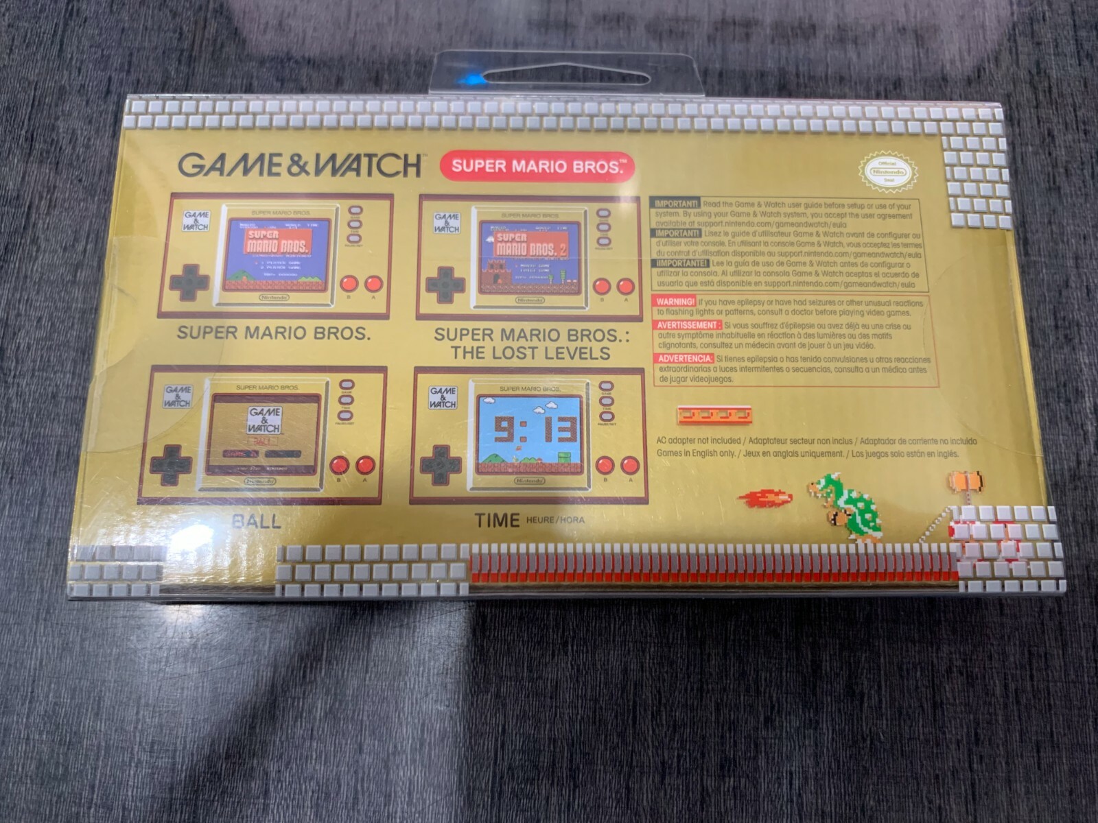 Nintendo Game & Watch Super Mario Bros Handheld Console Clock – New Sealed