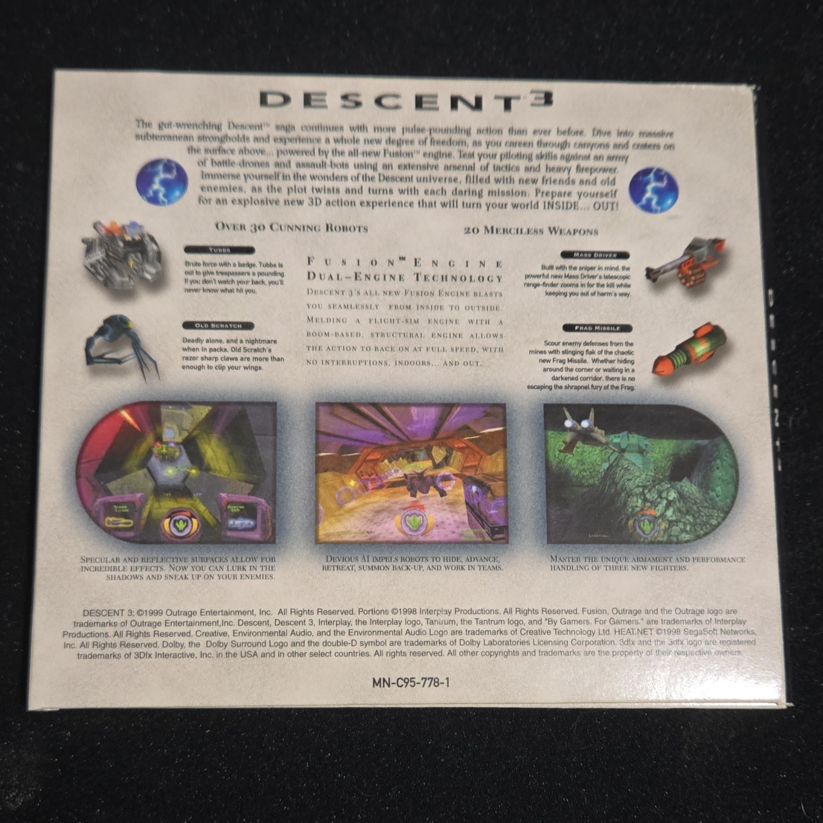 Interplay Descent 3 PC Shooter Manual Included T Teen NTSC-U/C 1999