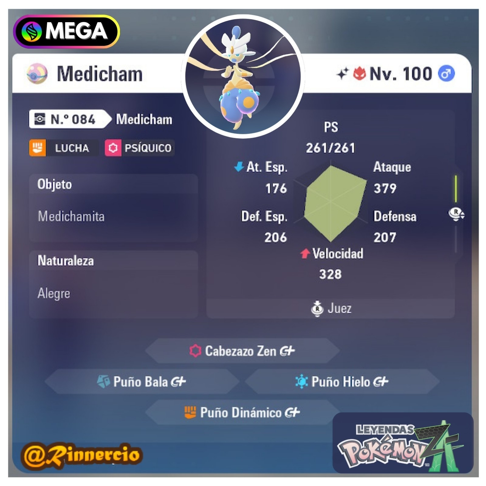 MEGA Medicham Shiny Alpha 6IVs Competitive Pokemon ZA Legends + Free Masterball