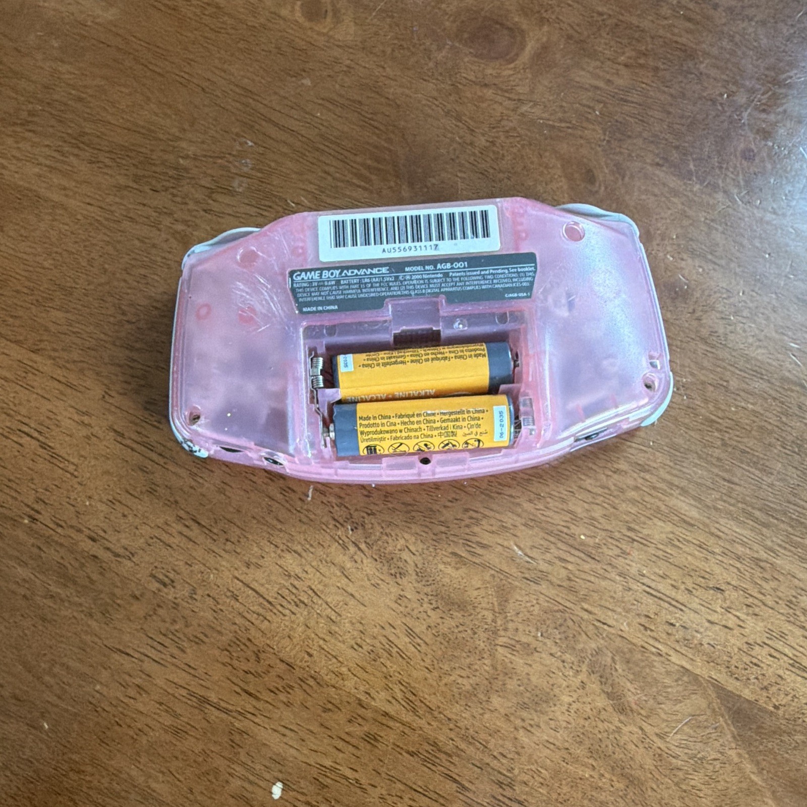 Nintendo Game Boy Advance AGB-001 Pink System w/ Headphone Jack. Missing cover.