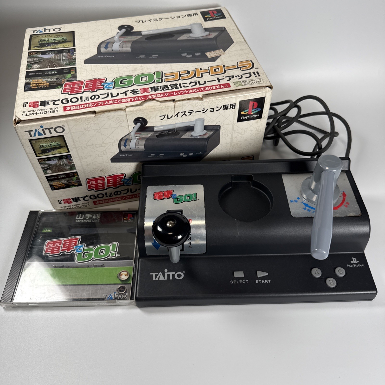 PlayStation PS1 Densha de GO Controller With Game Taito Rail Train Simulator JP