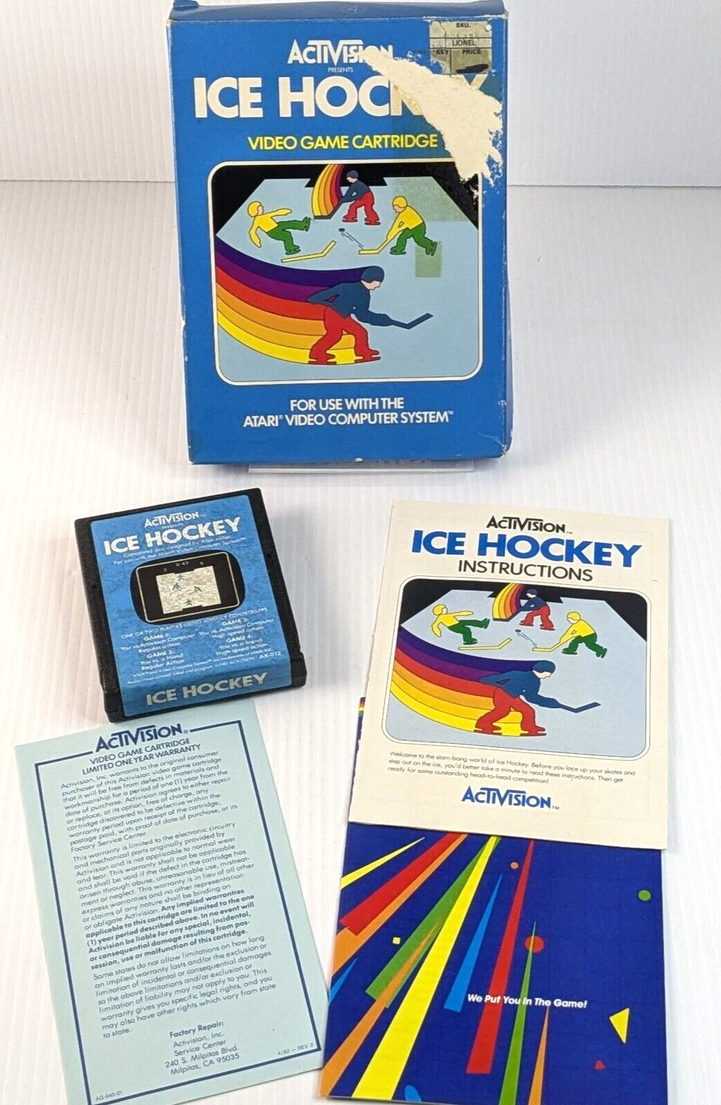 Activision Presents Ice Hockey Atari 2600 Video Game Cartridge With Box & Manual