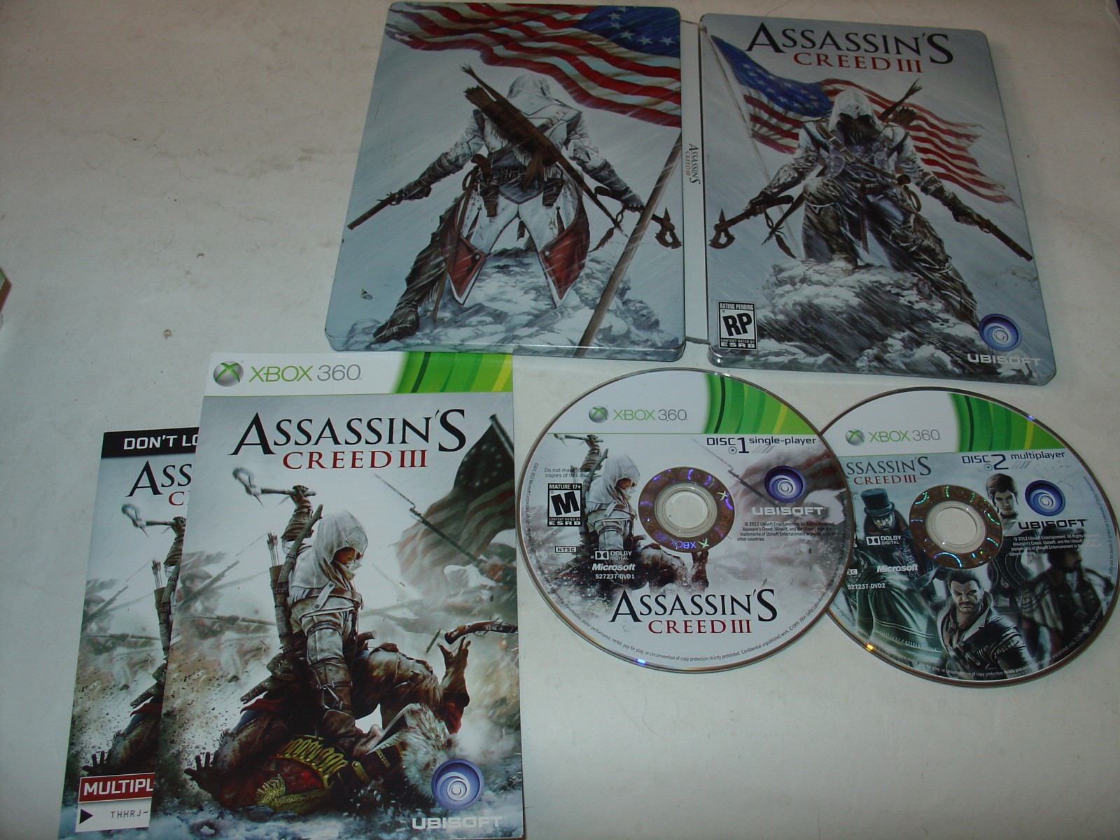Assassin’s Creed III 3 Steelbook Edition (Microsoft Xbox 360, 2012) Minty CIB