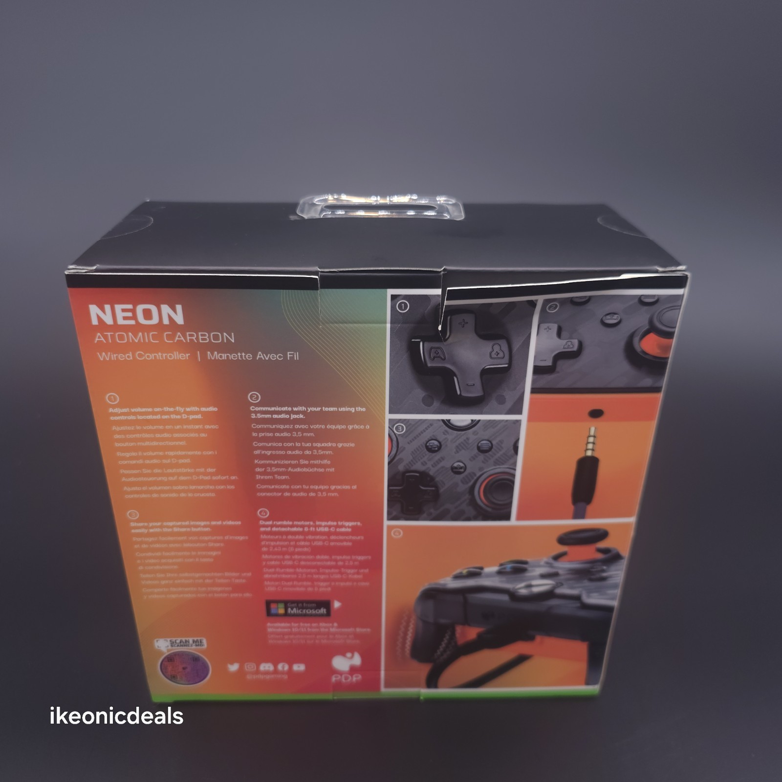 PDP Neon Atomic Carbon Wired Controller for XBOX Series X-S ONE App Enabled New