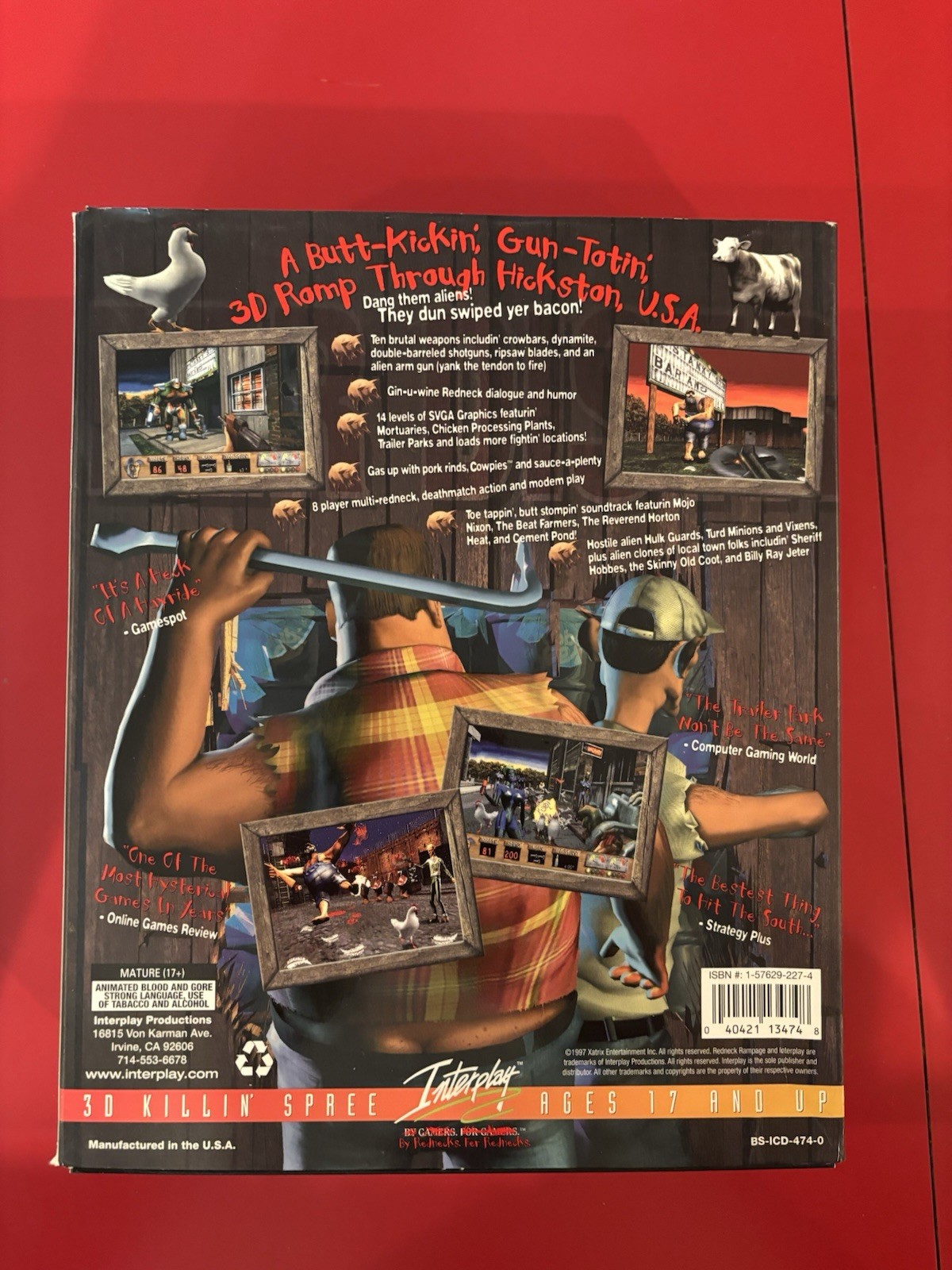 Vintage Redneck Rampage Interplay CD ROM Big Box Video Game 1997
