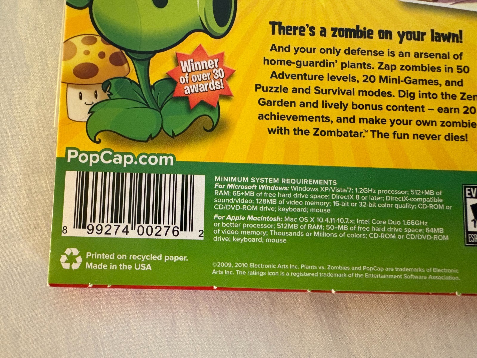 Plants Vs Zombies PVZ Original Rare Sealed for PC & MAC