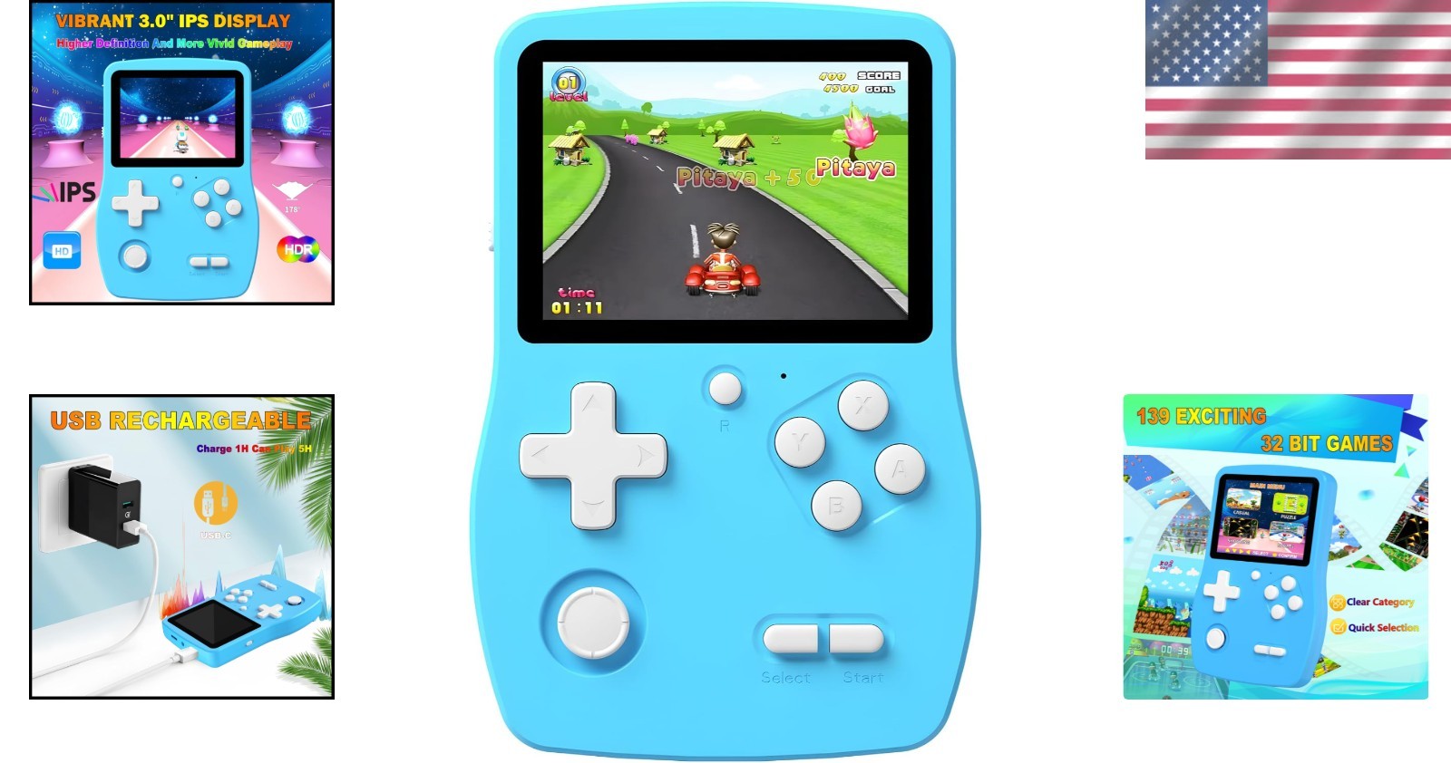Fun & Educational 32-Bit Game Player: 139 Retro Games, Ideal Gift for Kids