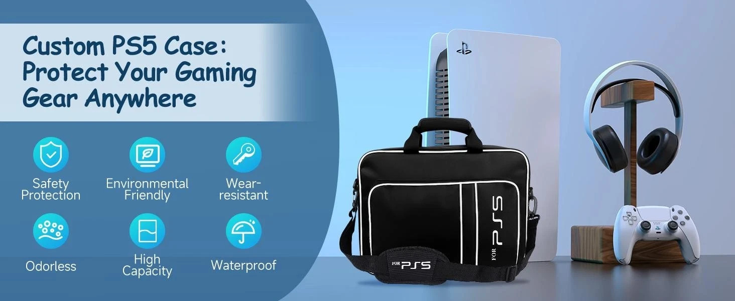 Ps5 Travel Case, Protective Bag for Console, Controllers, Games & Headset