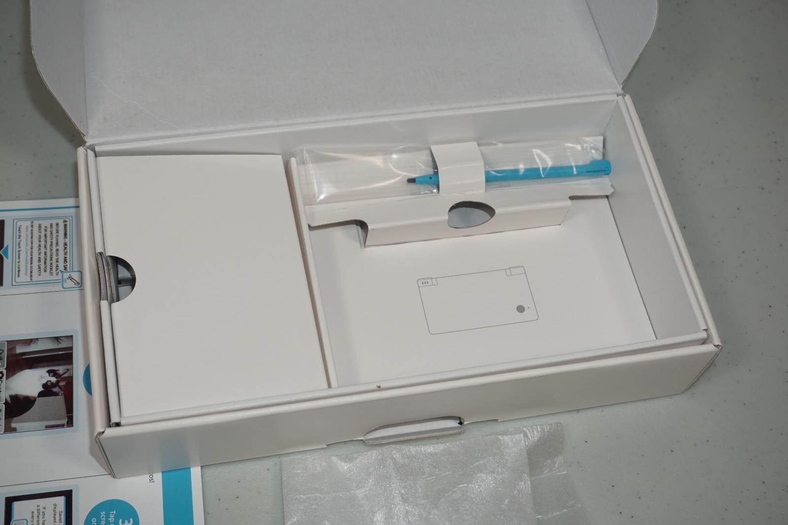 Nintendo DSi Light Blue Empty Box with Inserts Manual Booklets Pen