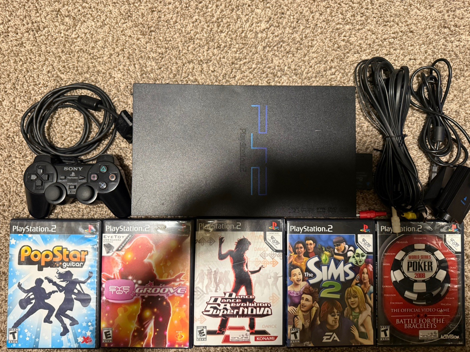 Sony PlayStation 2 PS2 Fat Game Console Bundle Great Condition Tested Clean