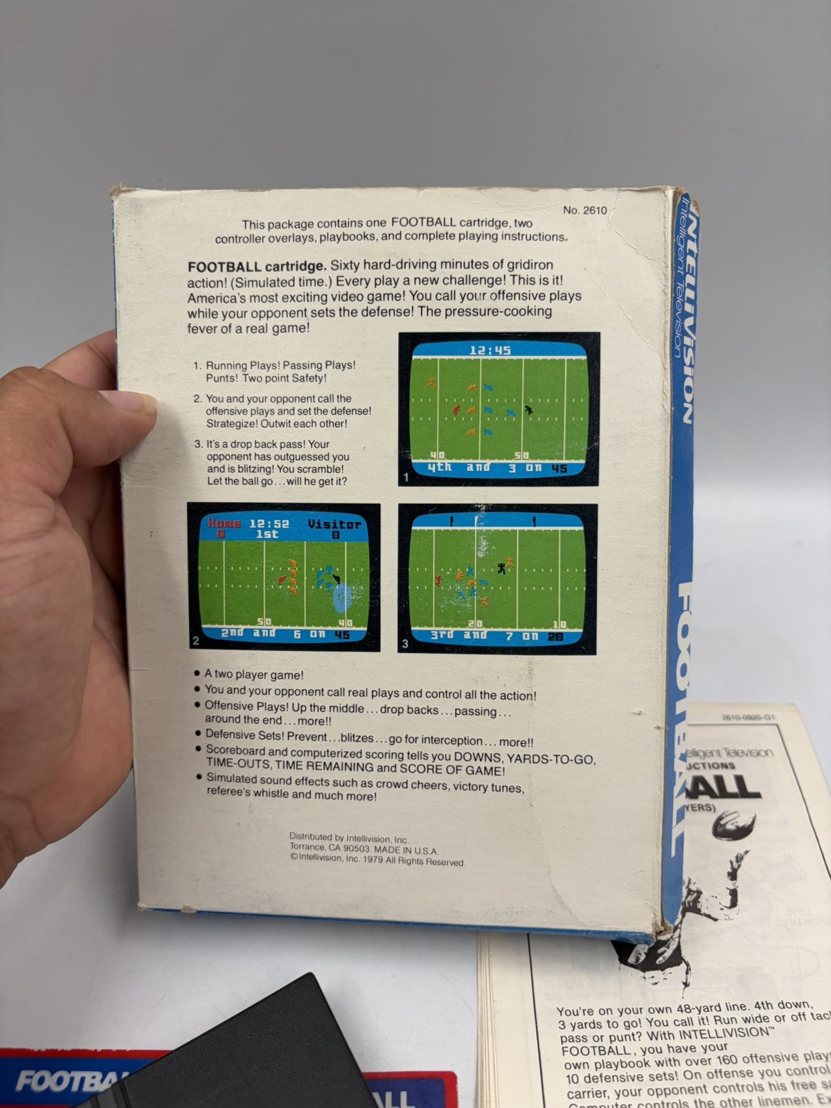 Rare! Mattel NFL Football Intellivision CIB 1979 with Overlays Playbook