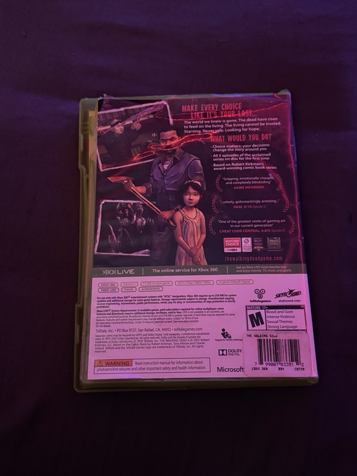 Walking Dead: A Telltale Games Series (Xbox 360, 2012) Complete Tested Working