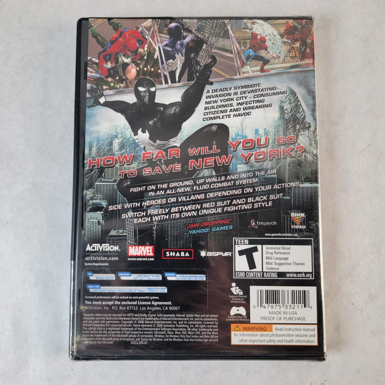 Spider-Man Web of Shadows PC DVD, 2008 Windows Brand New Sealed