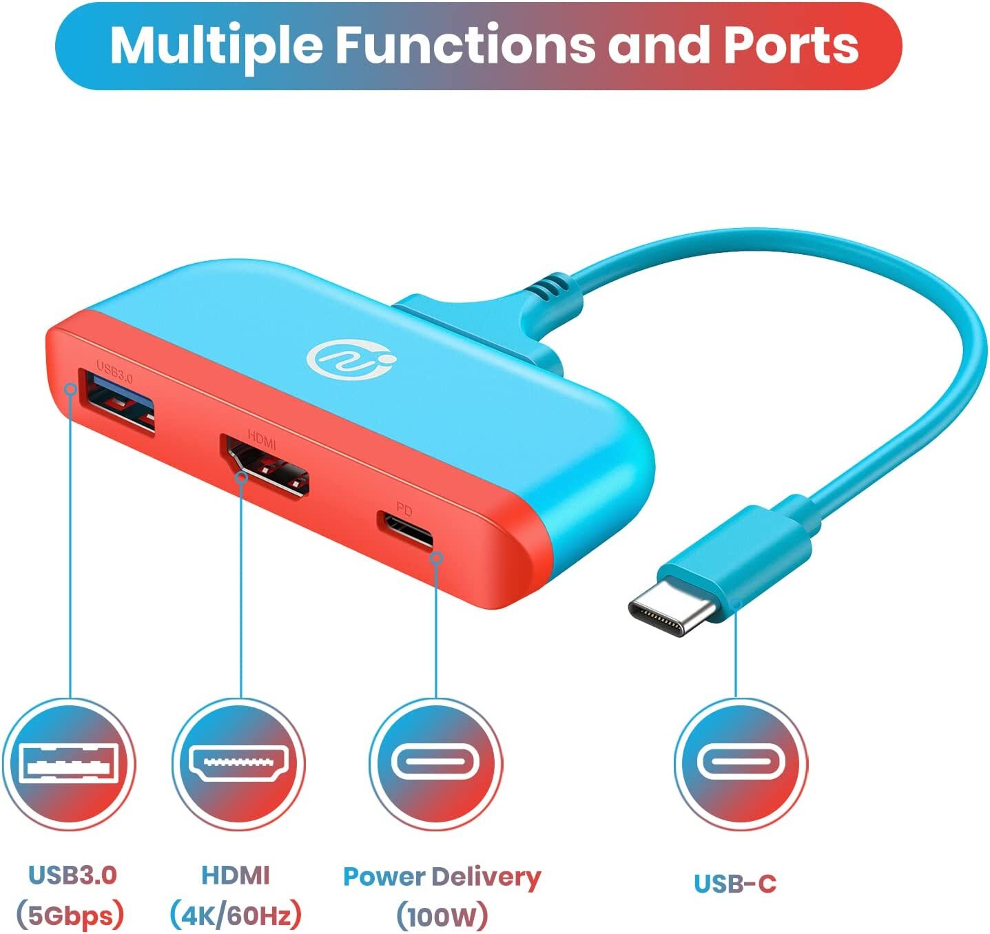 Switch Dock TV Dock for Nintendo Switch Portable Docking Station USB C to 4K HDM