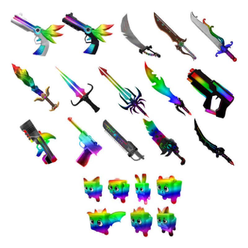 Murder Mystery 2 MM2 Rare Godly/Chrome Knives & Guns & Bundles/Sets & Pets🔥Item