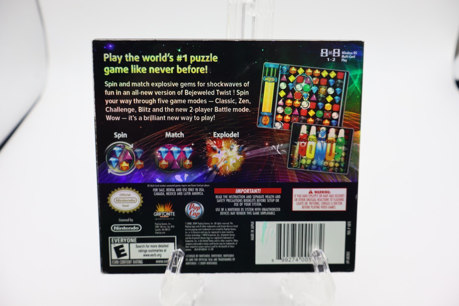 Bejeweled Twist (Nintendo DS, 2010) – Complete w/ Manual & Slip Cover, Tested