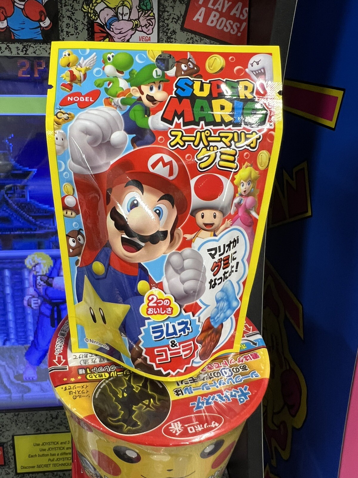 Lot of 3 JP Food Collectibles: Pokemon Noodles + Pikachu Candy + Mario Gummies
