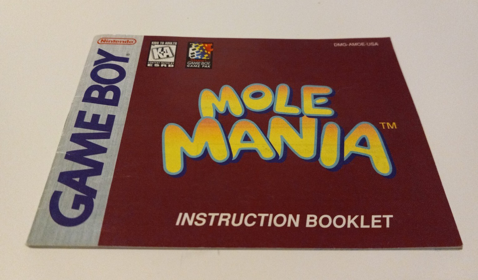 Mole Mania Instruction Manual ONLY for Nintendo Game Boy Original GB Gameboy