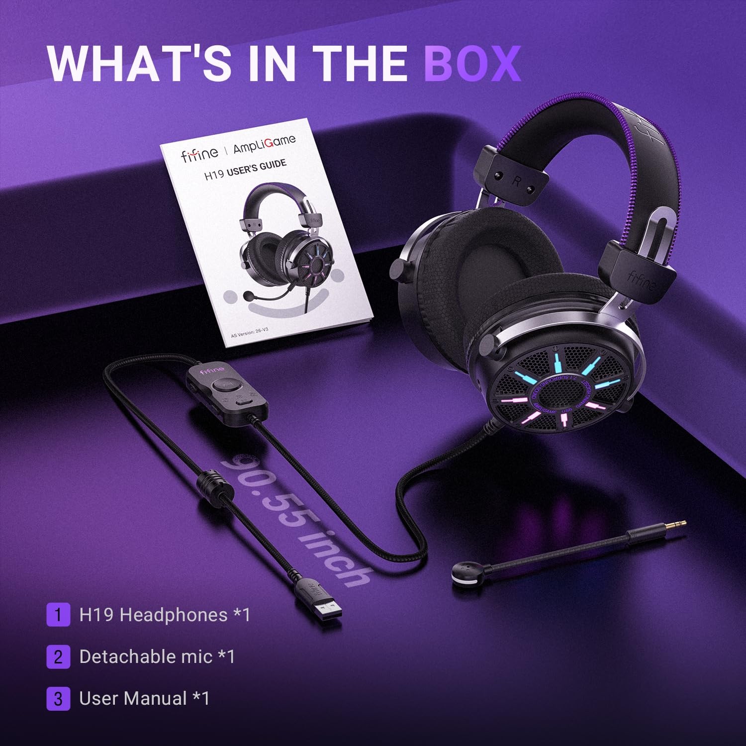 Fifine Wired Usb Gaming Headset Open Back Design Breathable Mesh Fabric 7.1