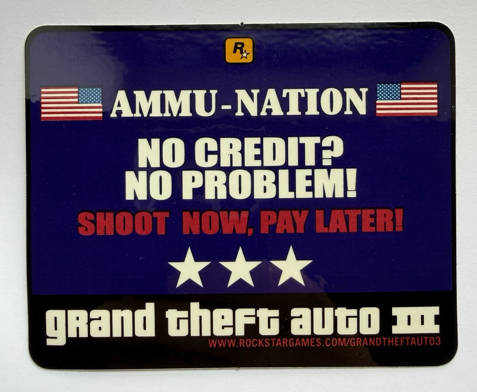 ORIGINAL GRAND THEFT AUTO GTA III AMMU-NATION PROMO STICKER ROCKSTAR GAMES