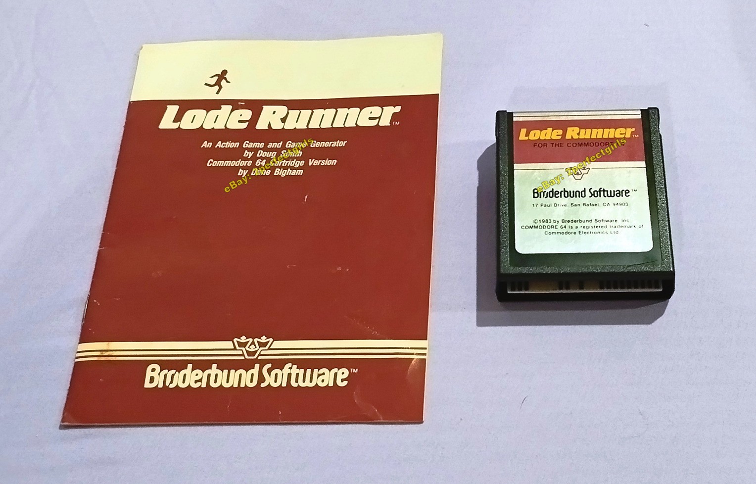 LODE RUNNER (Commodore 64 C64, 1983) by BRODERBUND Cartridge + Manual VG+