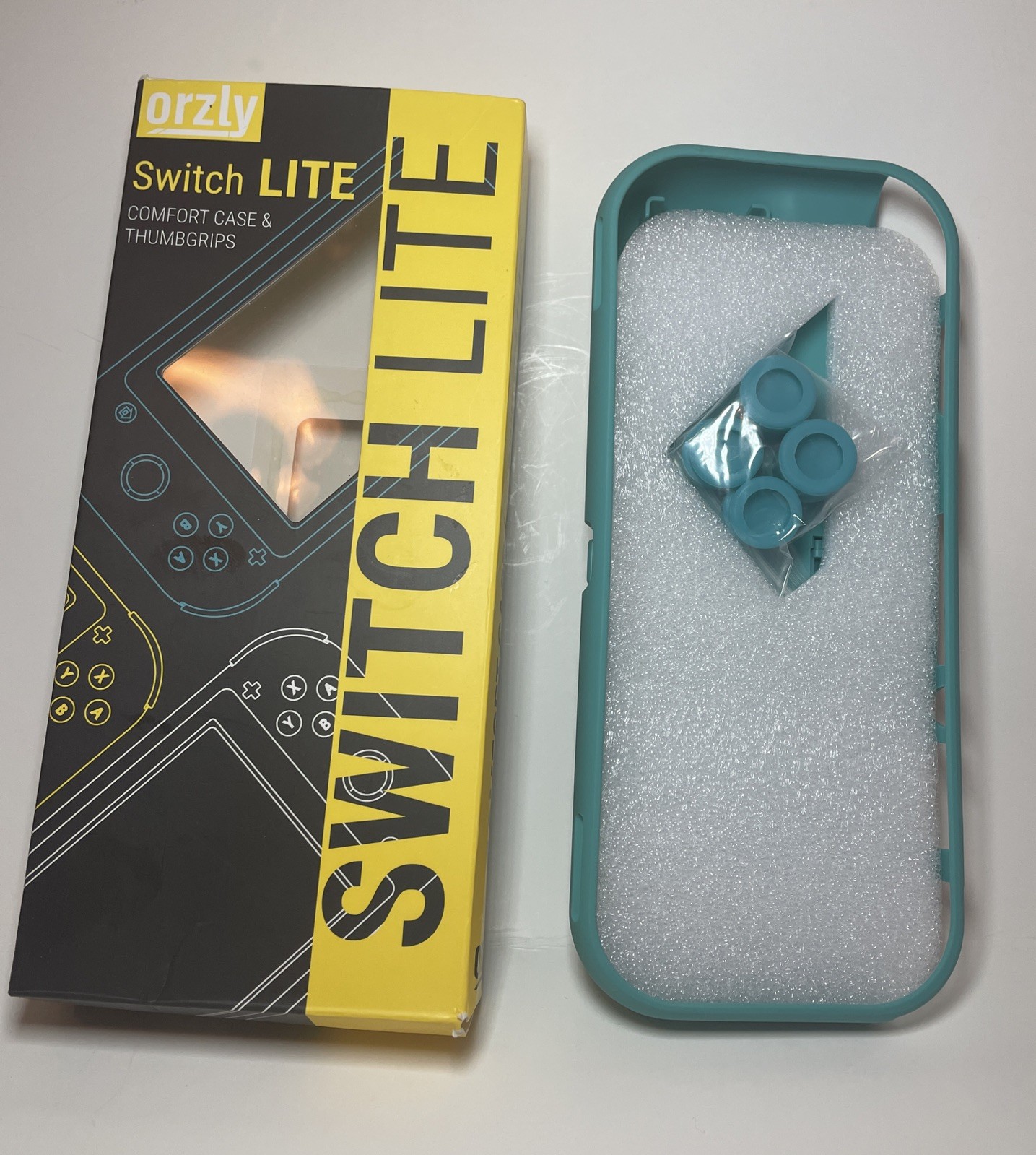 Orzly Nintendo Switch Lite Comfort Case Thumb Grips Turquoise Blue