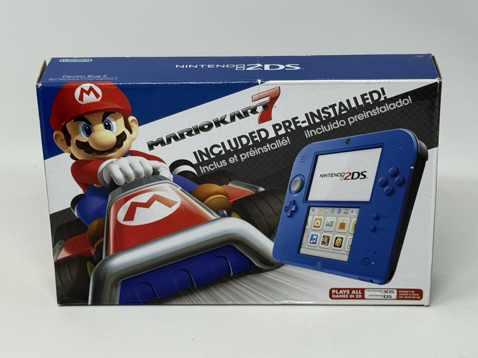 Nintendo 2DS Mario Kart 7 Electric Blue Limited Edition Console Box Only