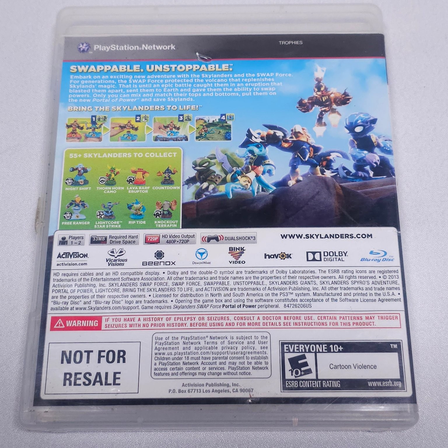 Skylanders Swap Force PS3 Video Game Swappable Characters Activision NO Manual