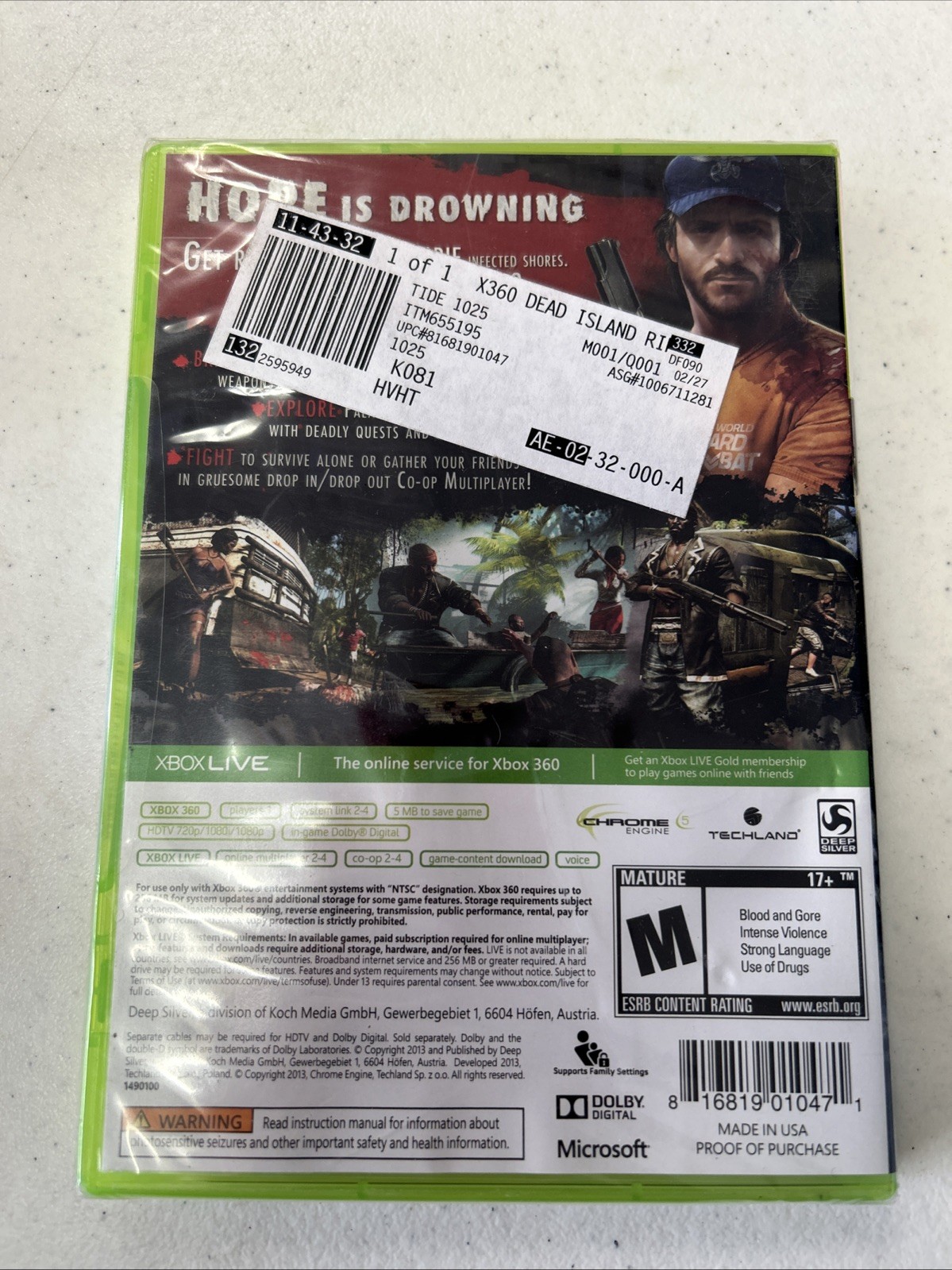 Dead Island Riptide (Xbox 360 2013) Brand New Sealed Square Enix FPS Shooter