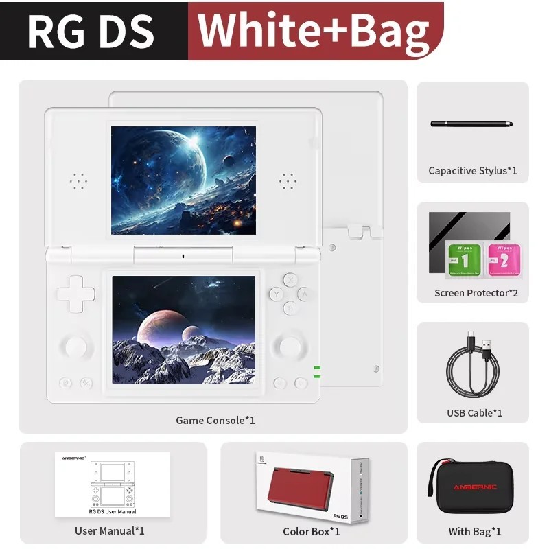 ANBERNIC RG DS Handheld Game Console 4″ IPS Multi-touch Dual-screen (Flip)