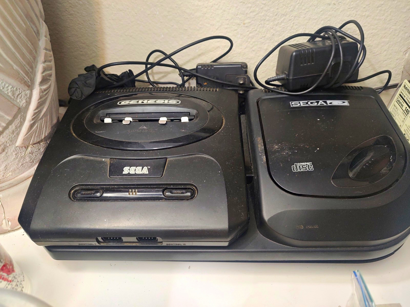 SEGA Sega Genesis Console w/ Sega CD Attachment & Power Cords NTSC-U/C