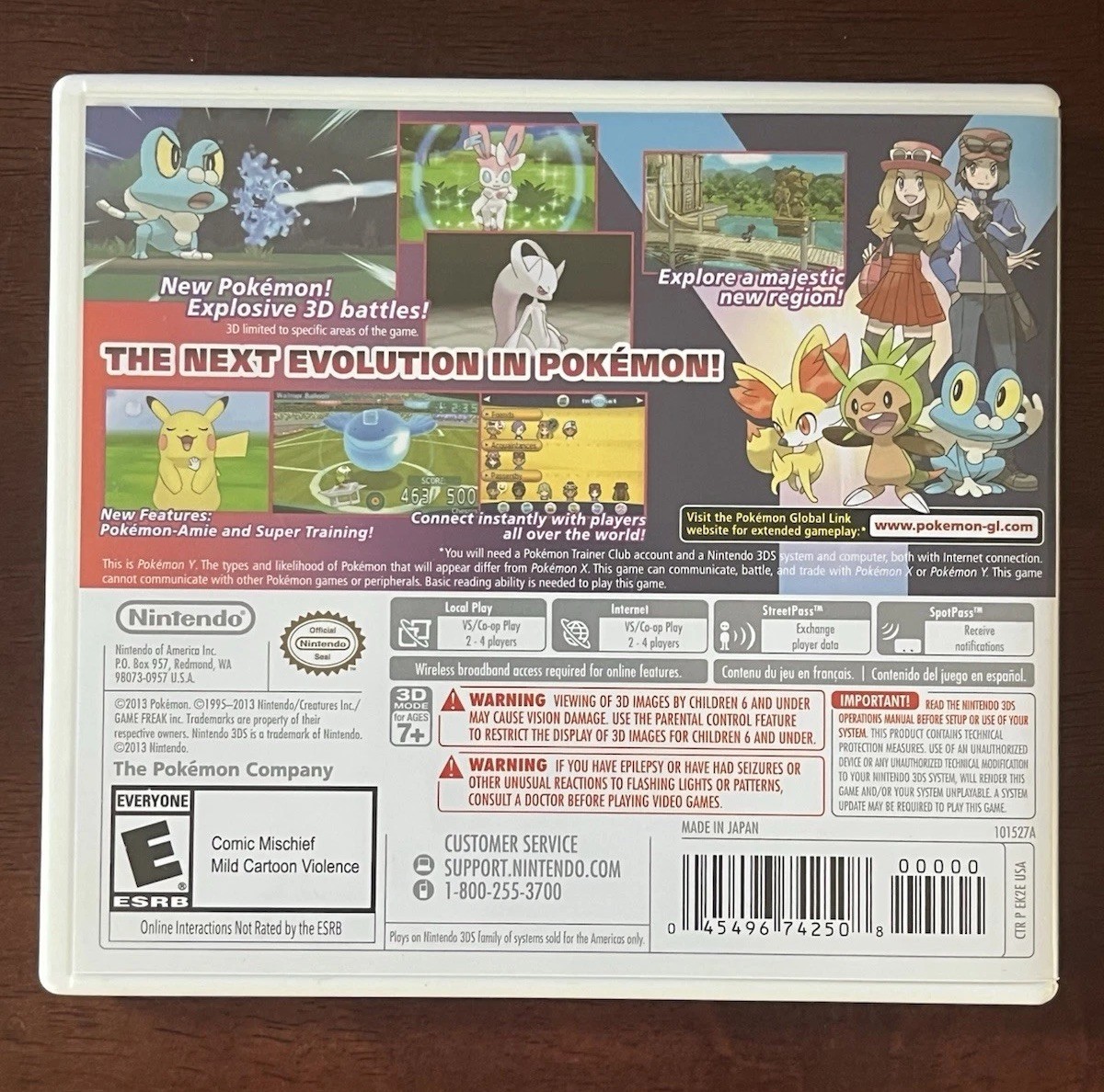 Nintendo 3DS Pokémon Y (2013) Game with Case Multiplayer E Rated