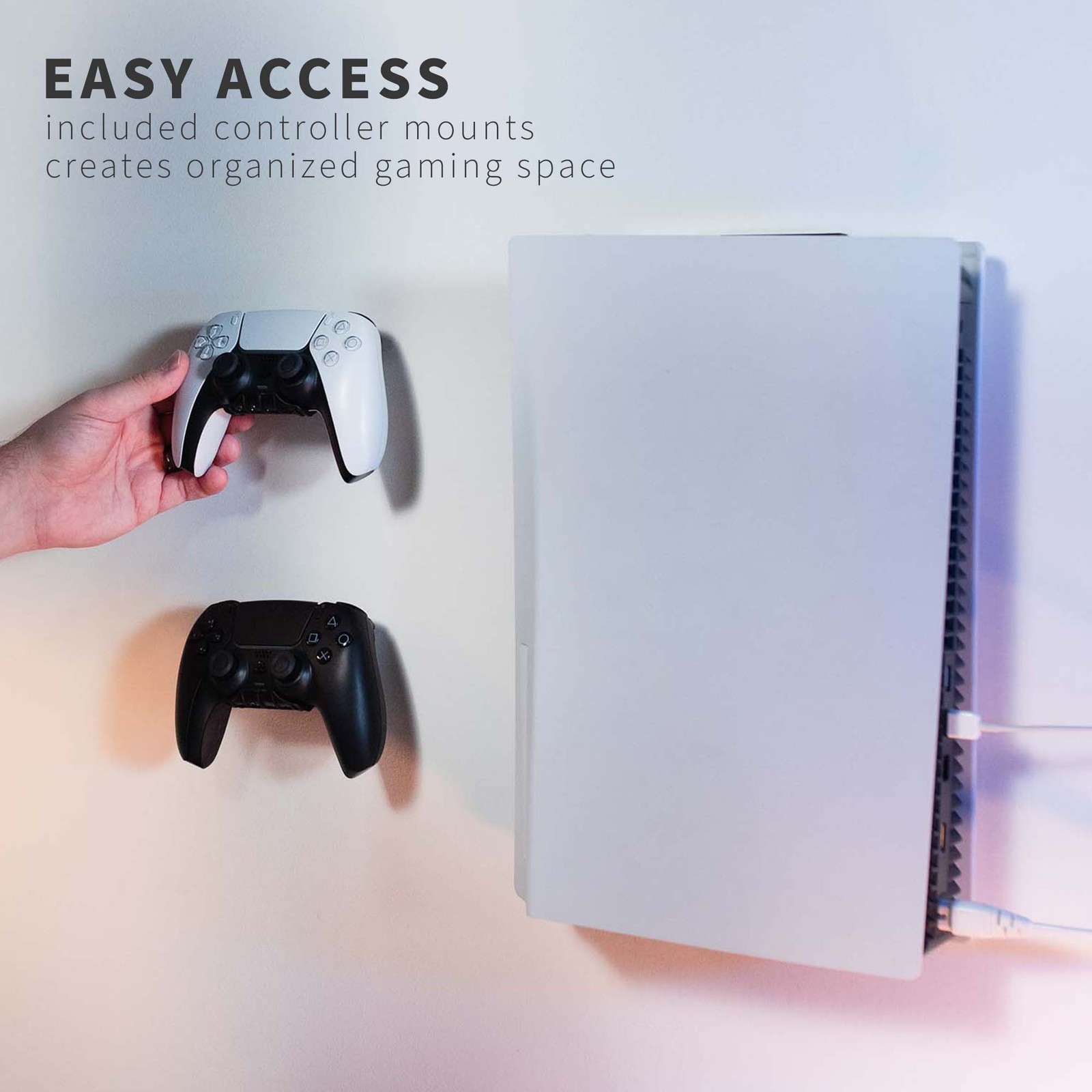 VIVO Wall and Under Desk Mount Designed for PS5 Console with 2 Controller Mounts