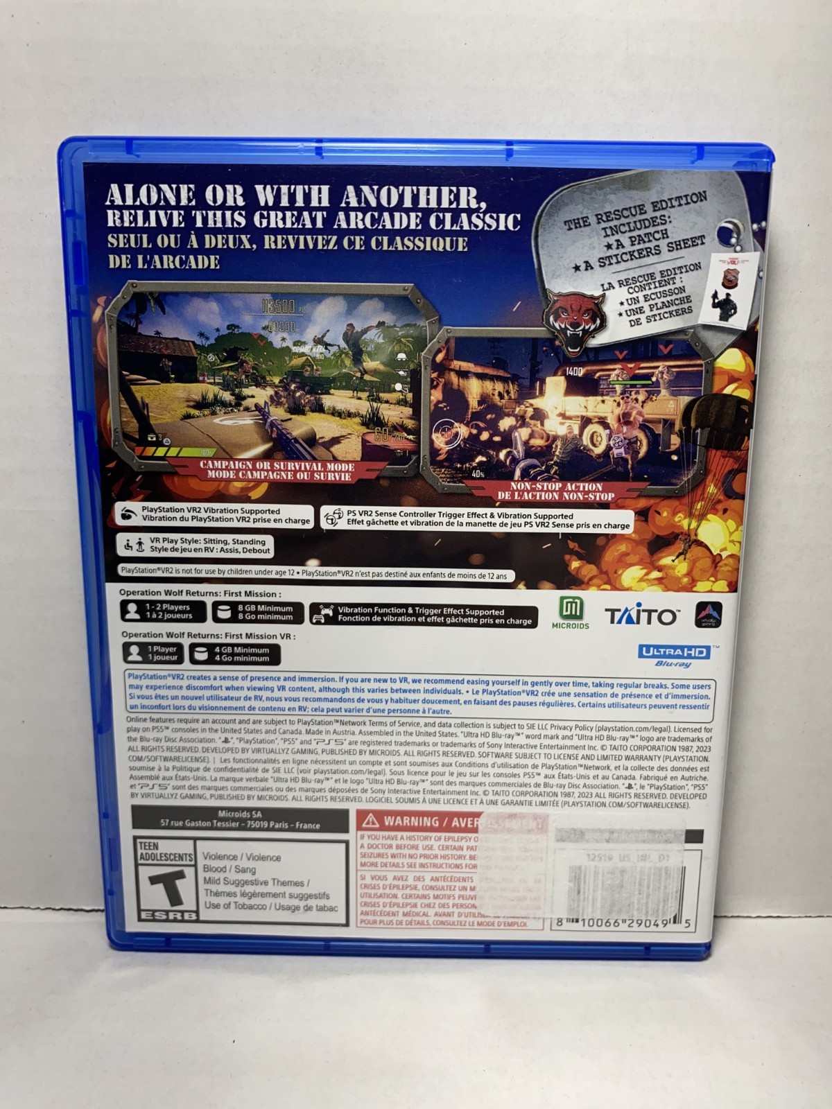 Operation Wolf Returns First Mission PS5 Microids Game CIB Tested Free Shipping