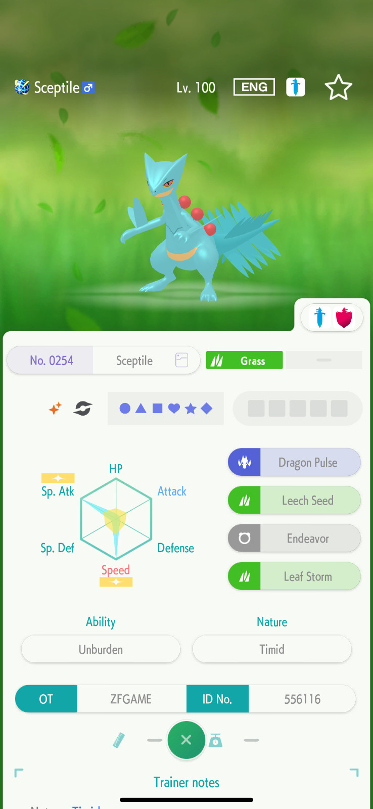✨6IV SHINY Sceptile + EVS🚀 POKEMON HOME✨Champions✨Online delivery⚡