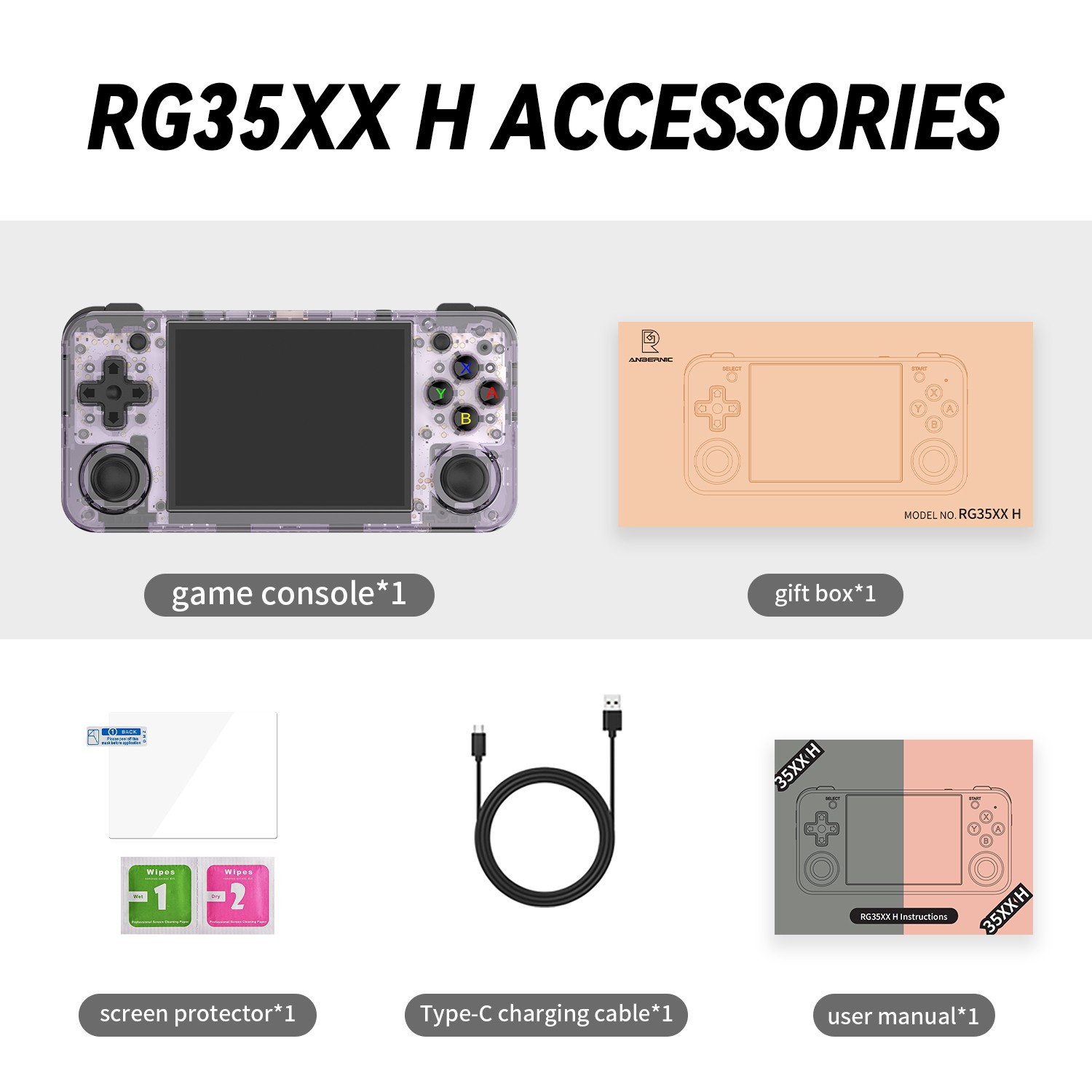 ANBERNIC RG35XXH Retro Handheld Gaming Console With 64G TF Card Dual Joystick