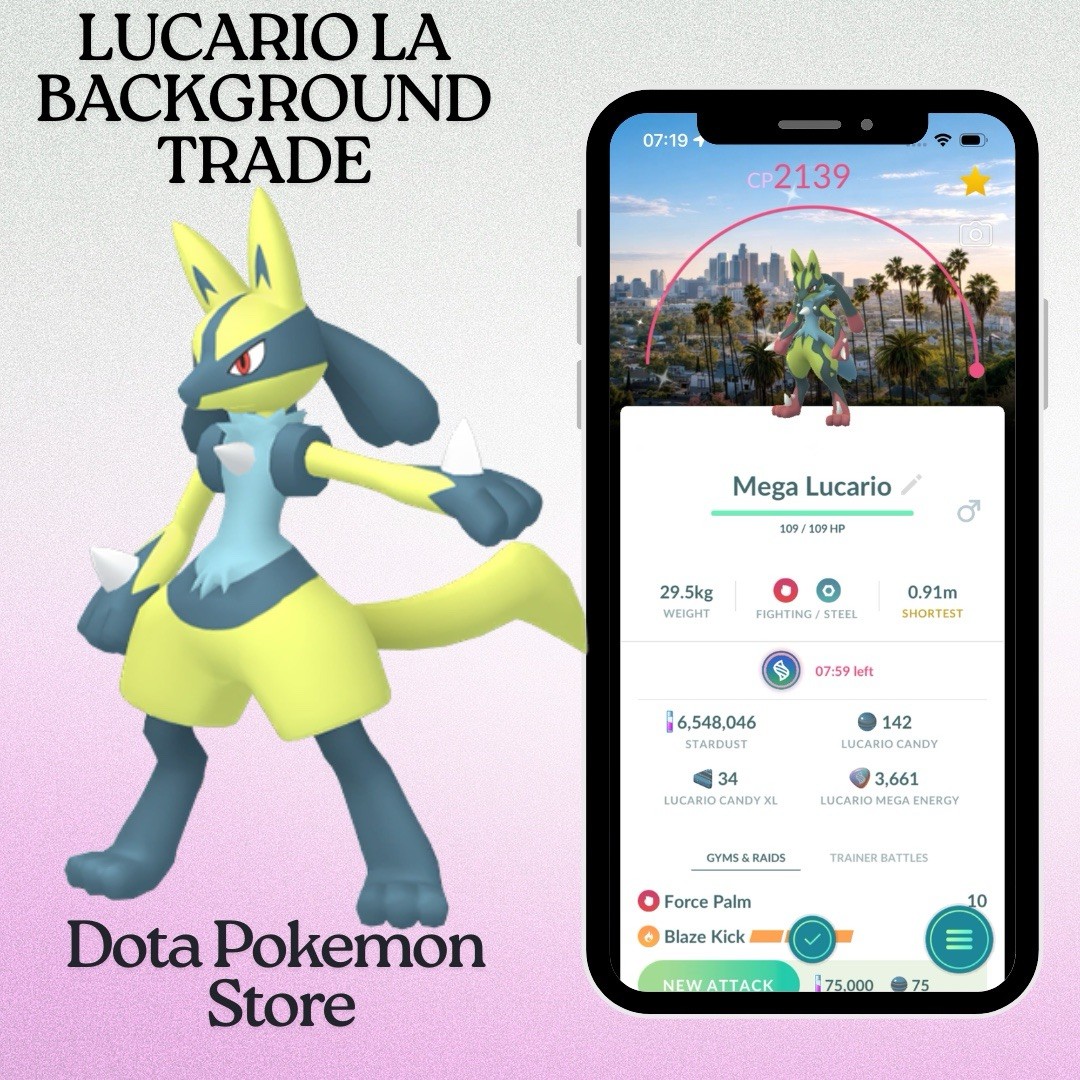 Pokémon Go Shiny Los Angeles Background Lucario Trade