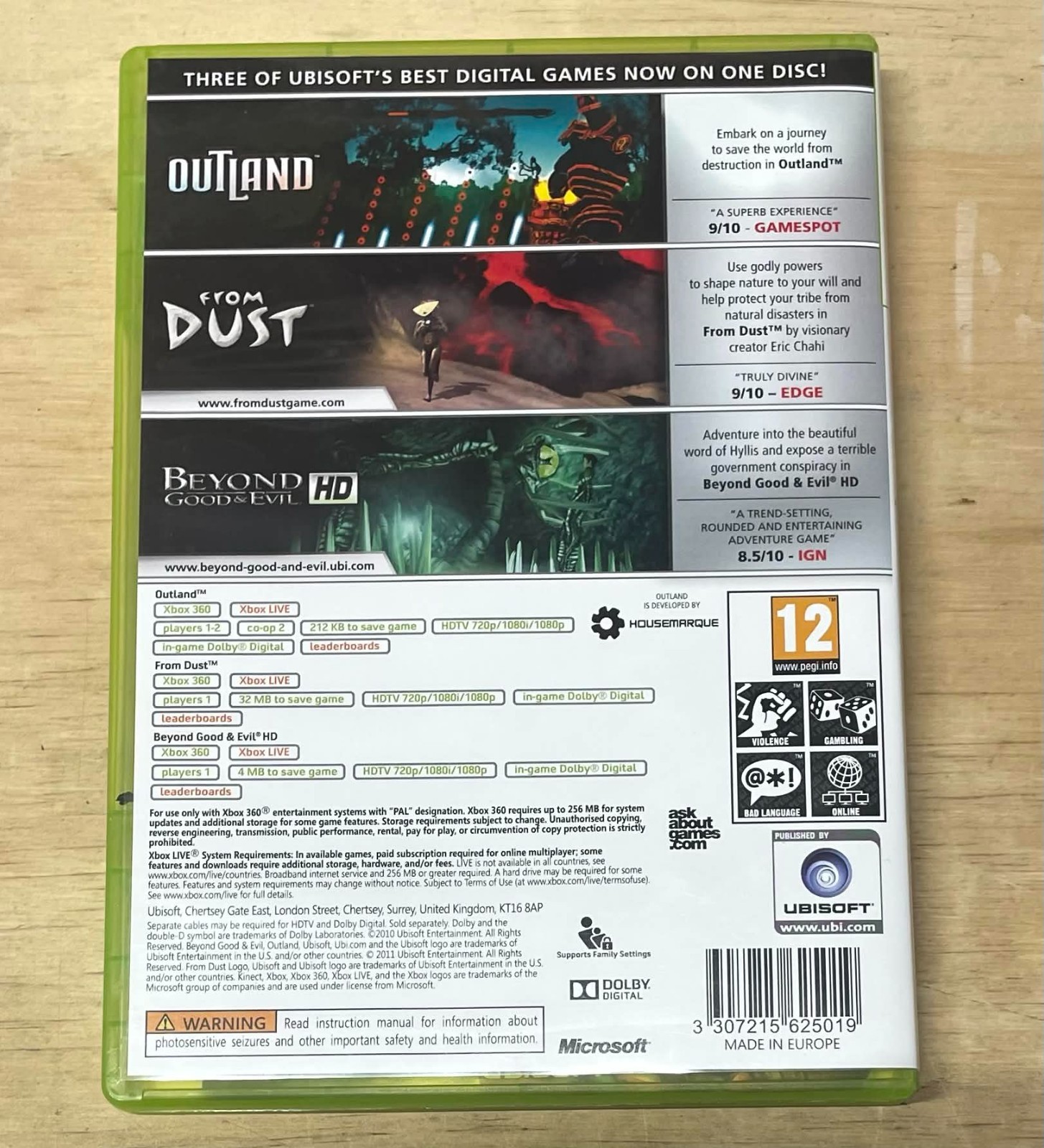 PAL ENGLISH XBOX 360 TRIPLE PACK OUTLAND FROM DUST BEYOND GOOD & EVIL