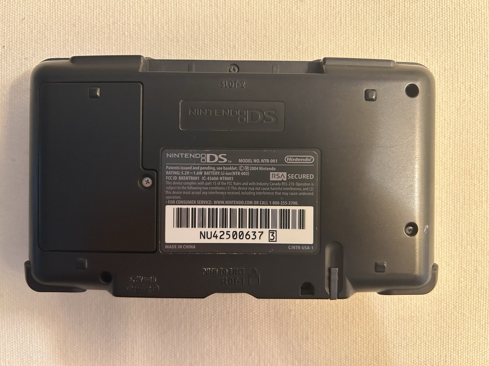 Nintendo DS Original Model NTR-001 Gray Console Only w/power cord (READ DESC.)