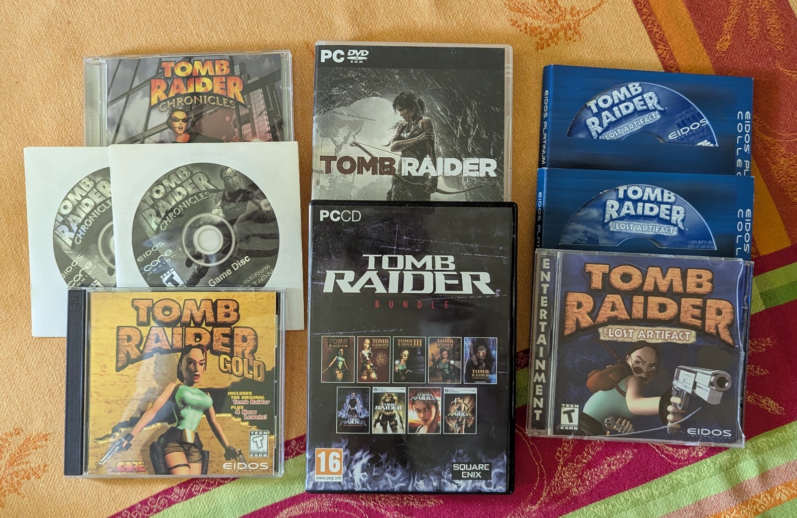 Tomb Raider PC CD/DVDs Vintage – Win 95 thru Win 7 – Lot of 8 EIDOS/Square CNIX