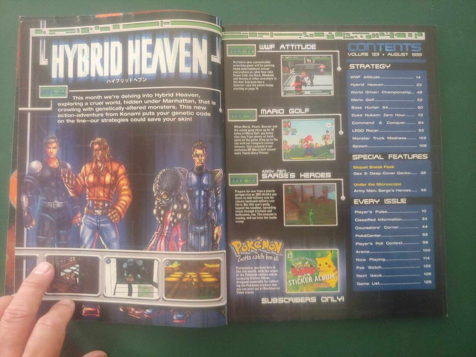NINTENDO POWER 1999 Magazine HYBRID HEAVEN Cover SUPERCROSS Poster POKEMON Comic